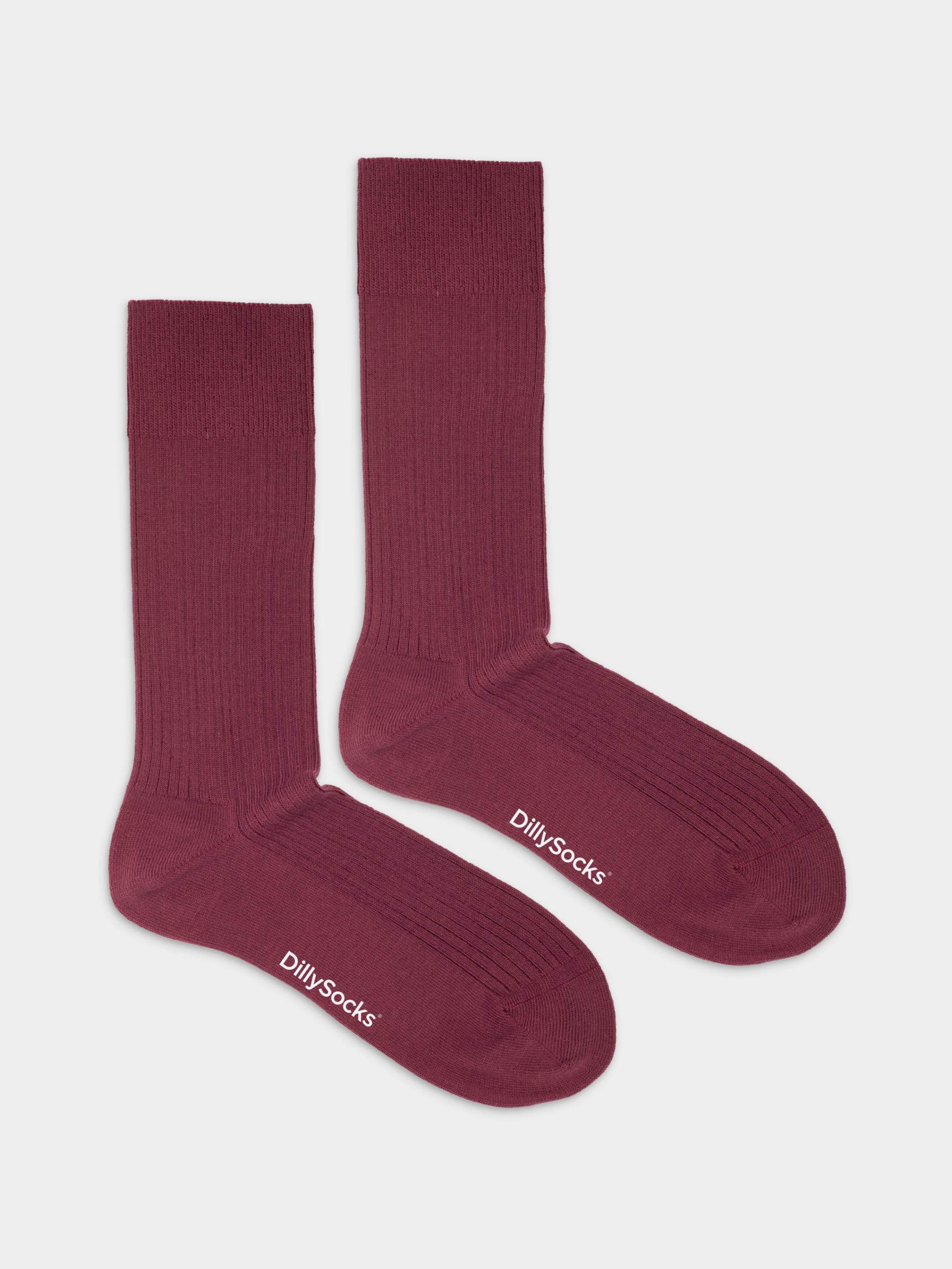 Weinrote Liebhabersocken mit Rippstruktur für stilvolle Auftritte