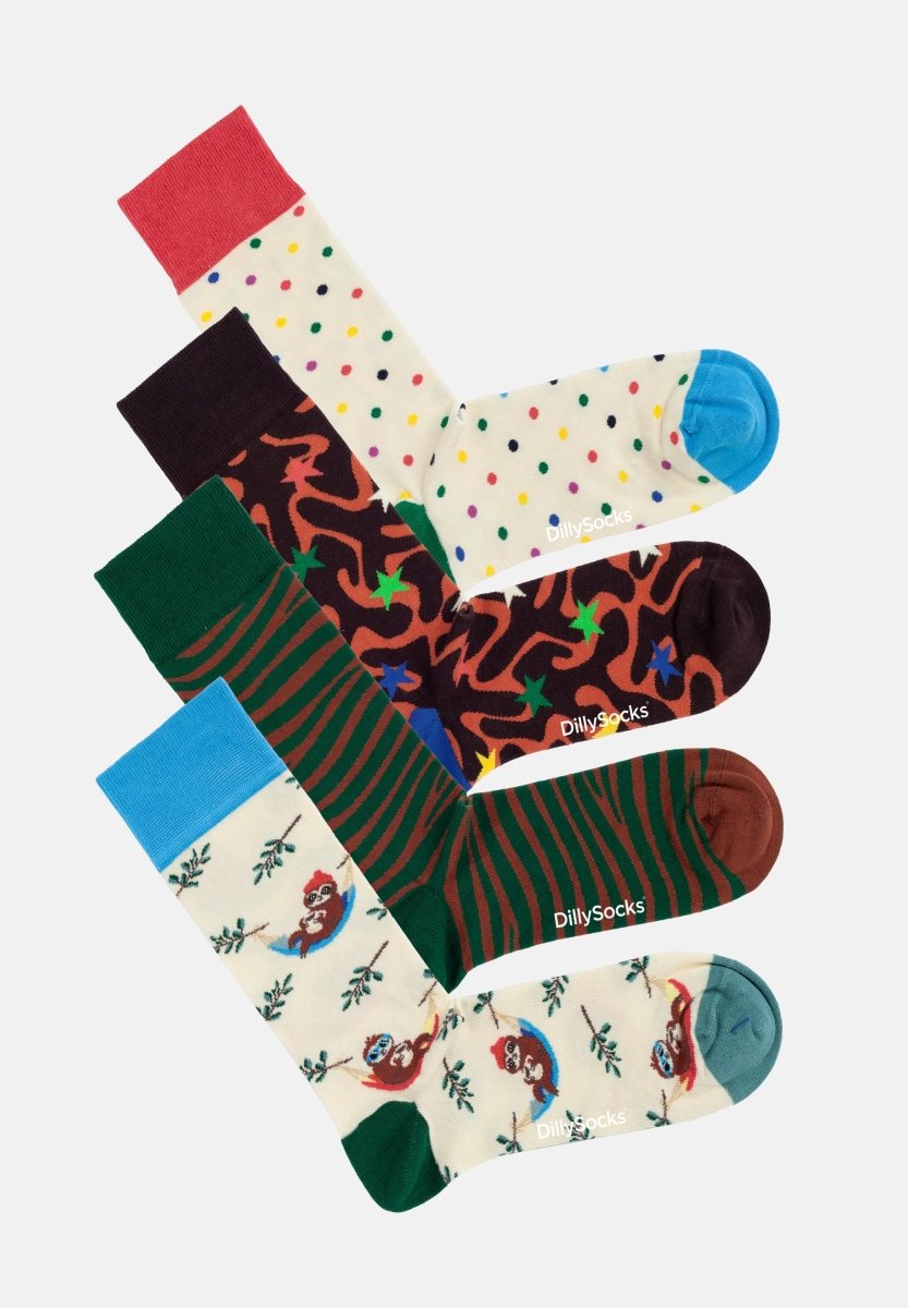 Bunte Socken Sloth Mode On (4er Pack) von DillySocks