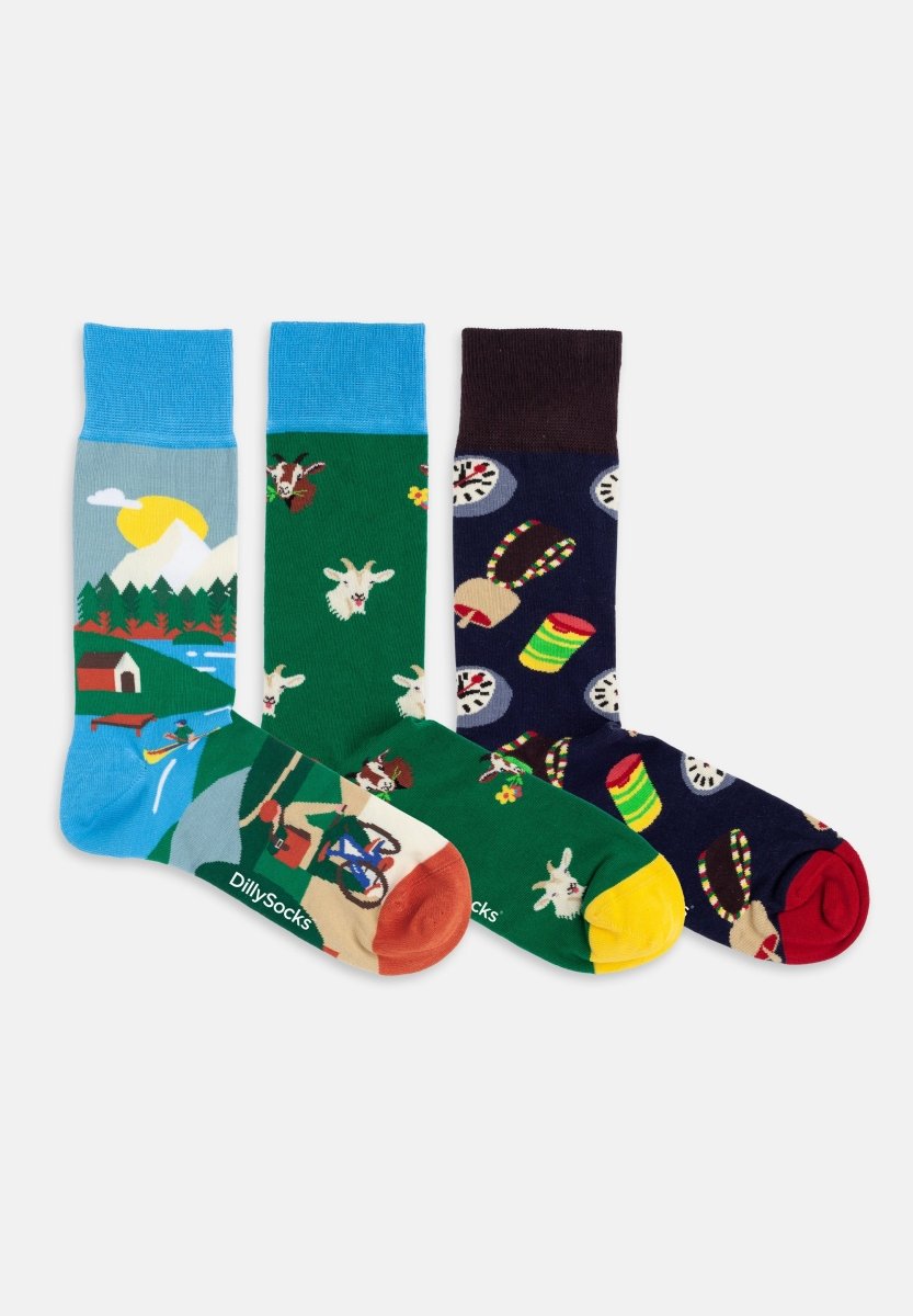 Bunte Socken Swiss Alps (3er Pack) von DillySocks