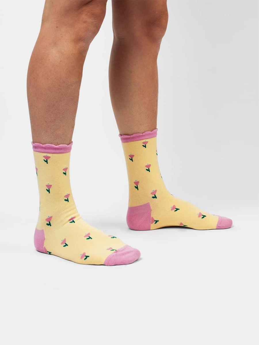 Damensocken Yellow Field of Flowers von DillySocks