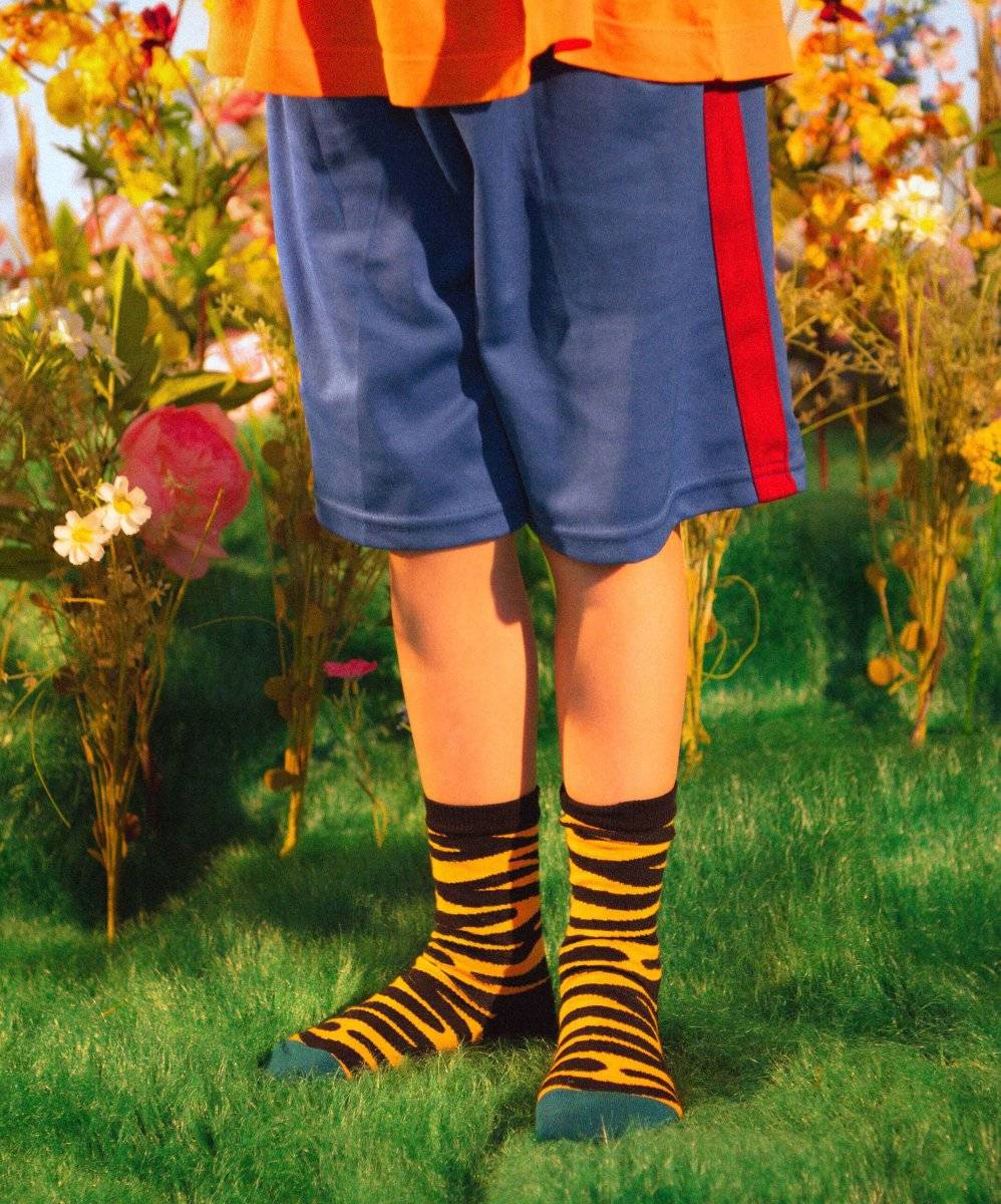 Lil Tiger King gestreifte Socken mit Tigerprint
