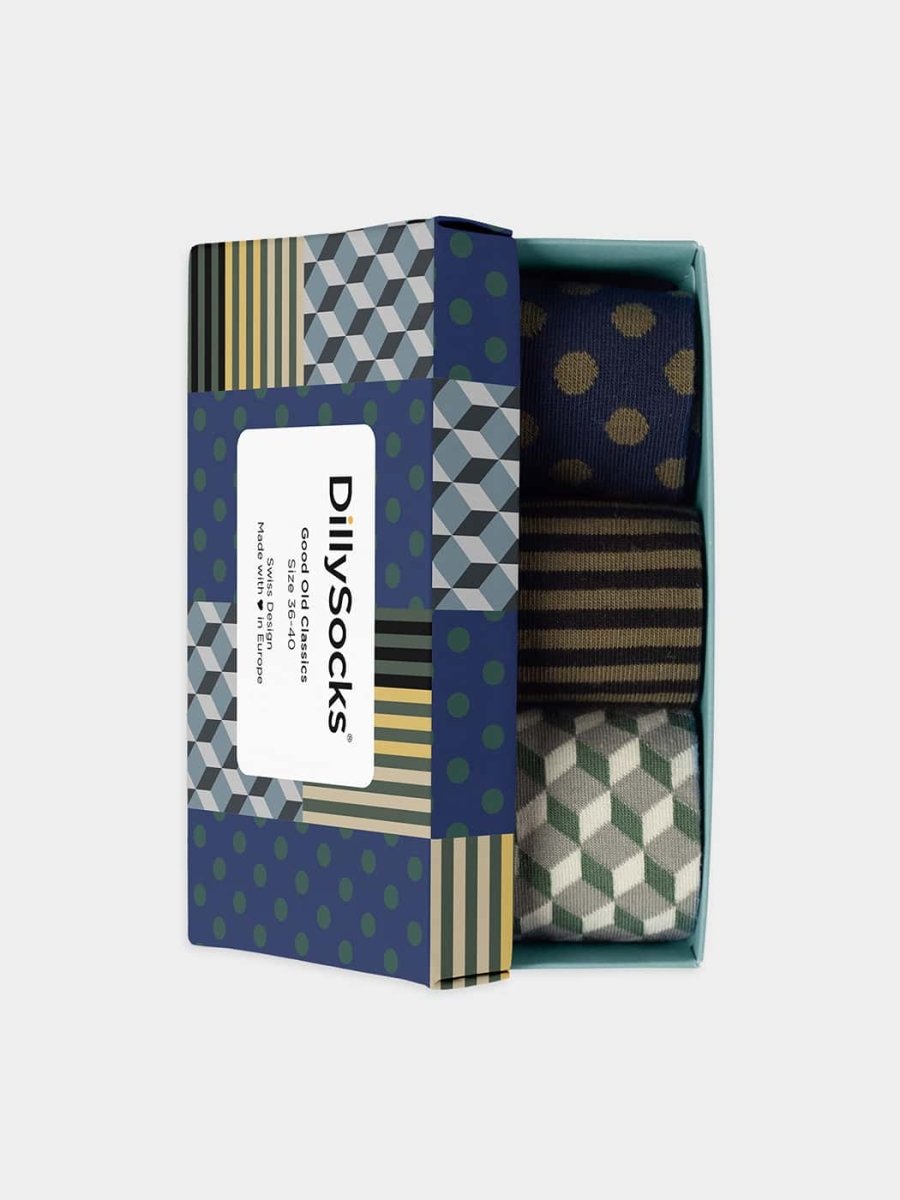 Socken - Geschenkbox Good Old Classics (3er Box) von DillySocks