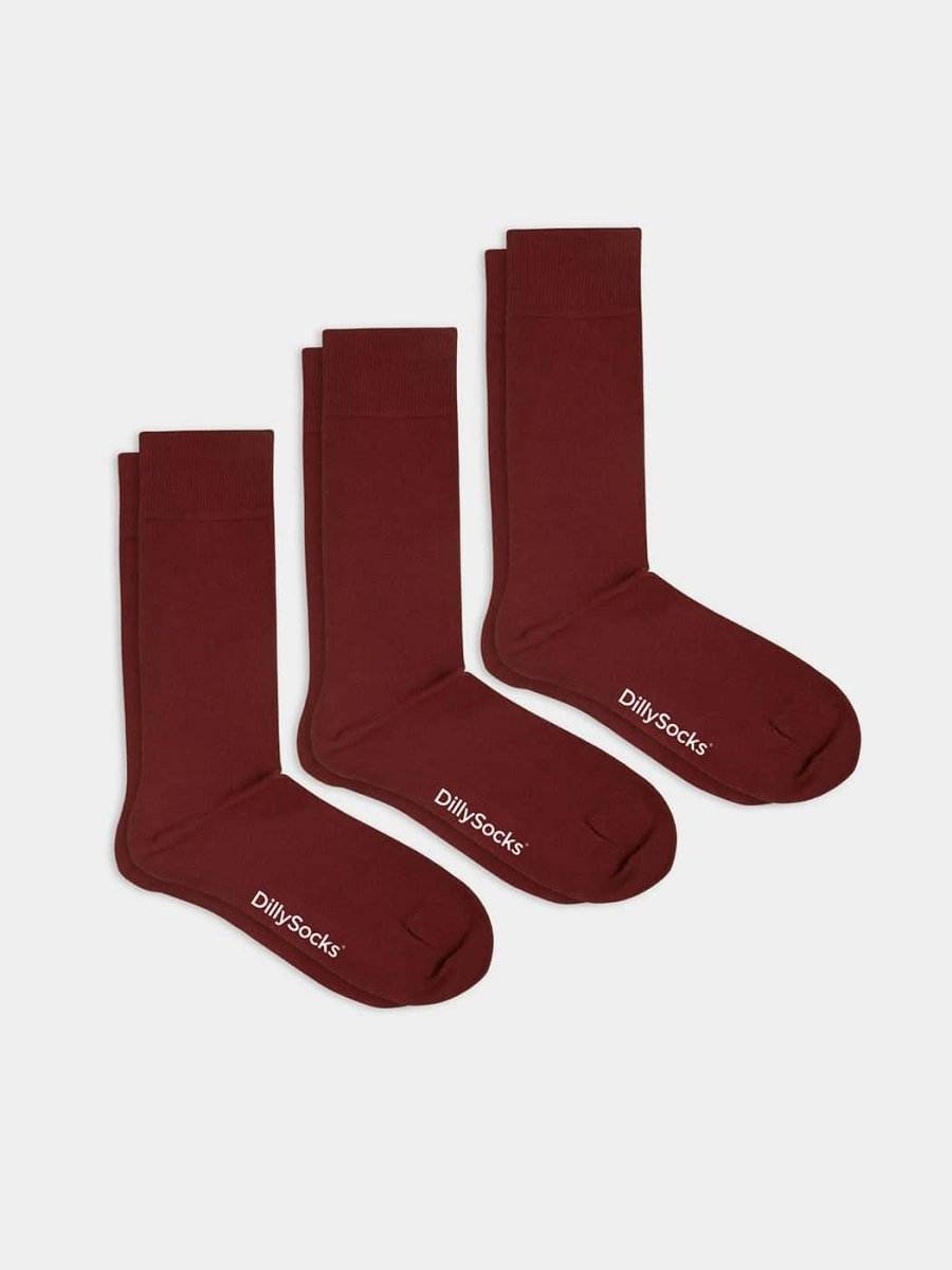Socken - Sets Smooth Wine Red (3er Pack) von DillySocks